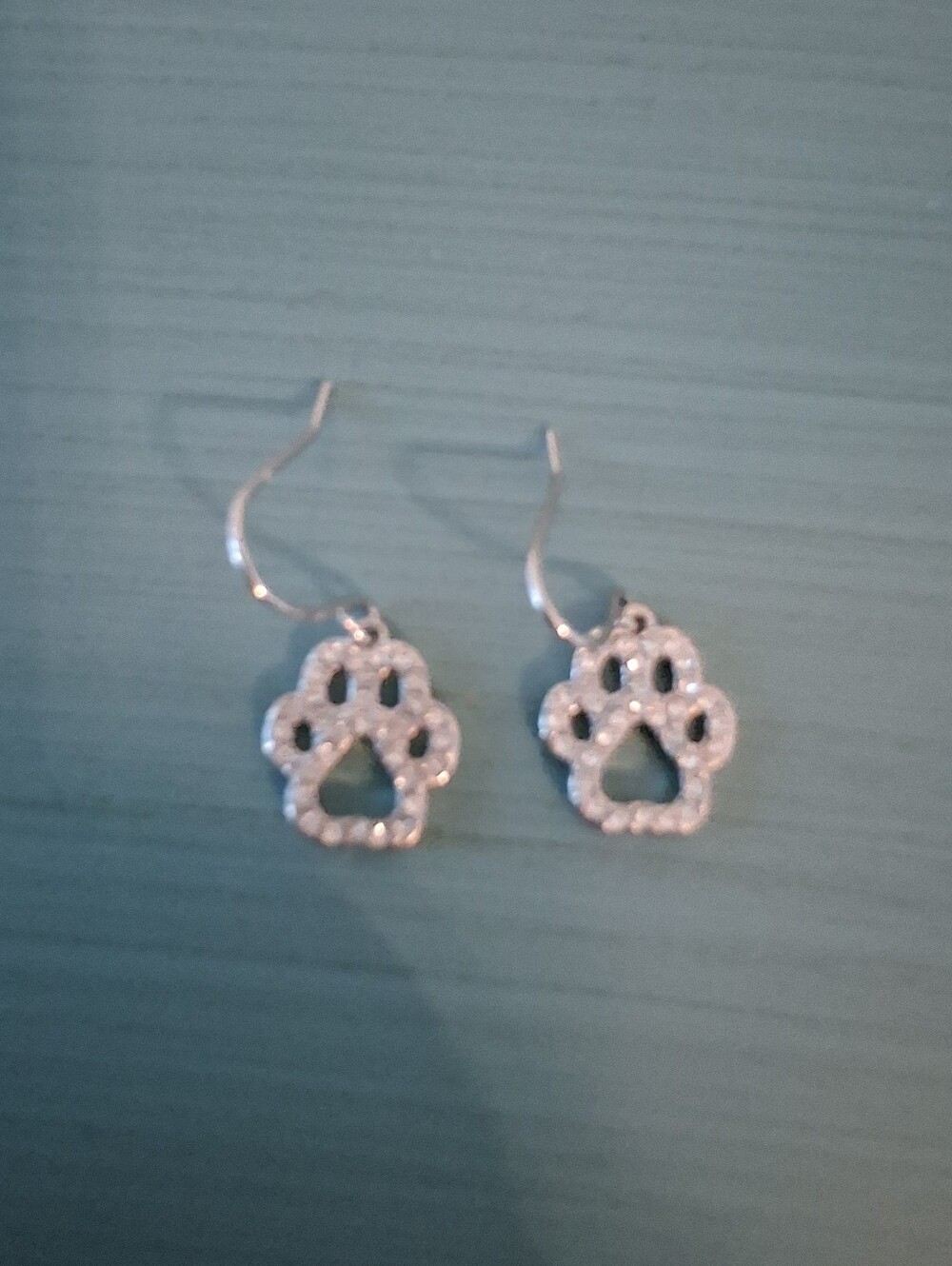 Silver Paw Print Dangle Earrings - Women Jewelry